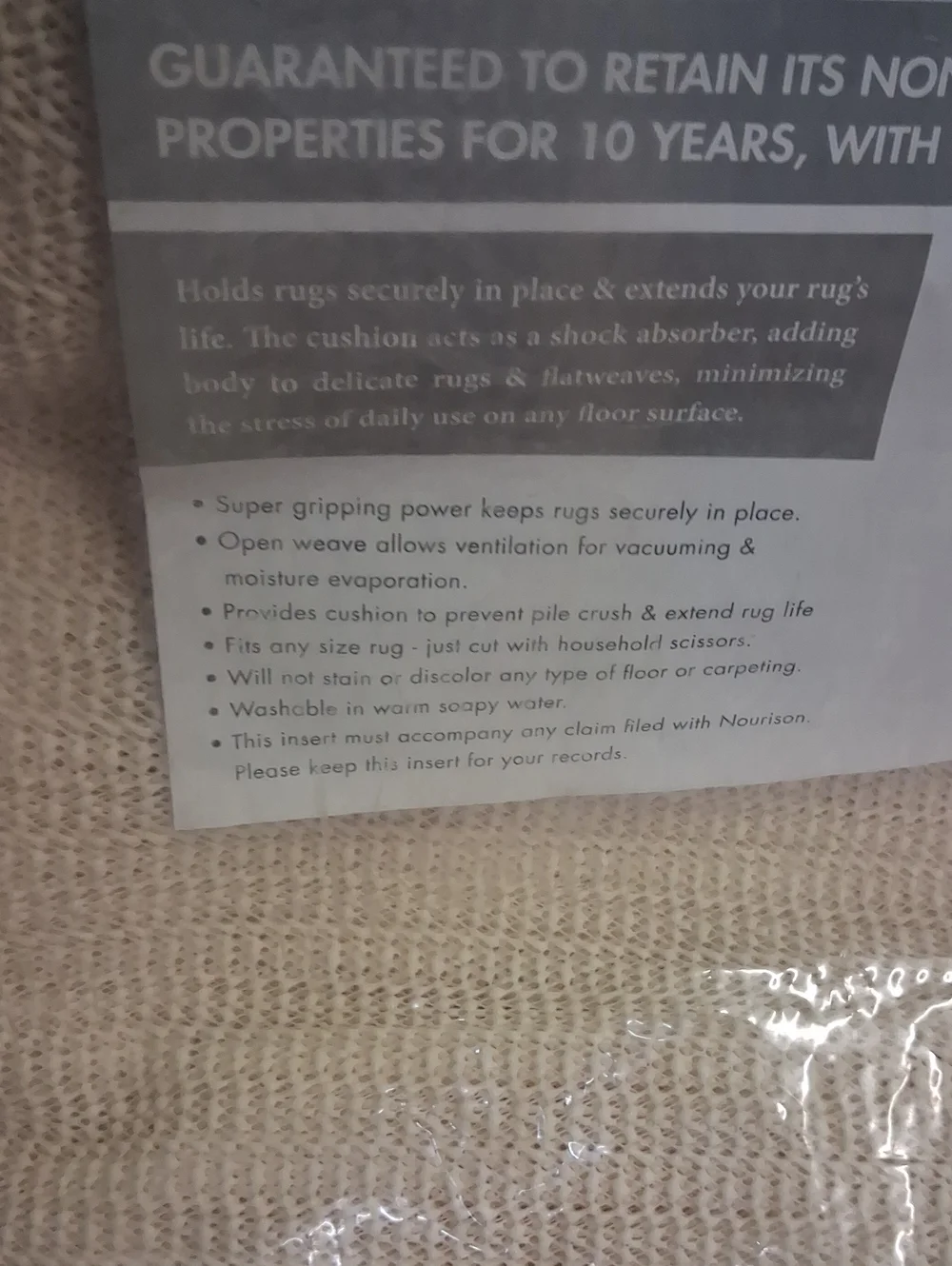NWT 8x10 Non-Slip Rug Pad